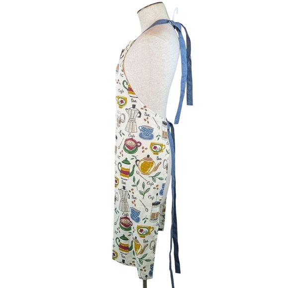 Apron Coffee & Tea Print 100% Cotton Multicolor Print One Size NWT - Picture 7 of 7
